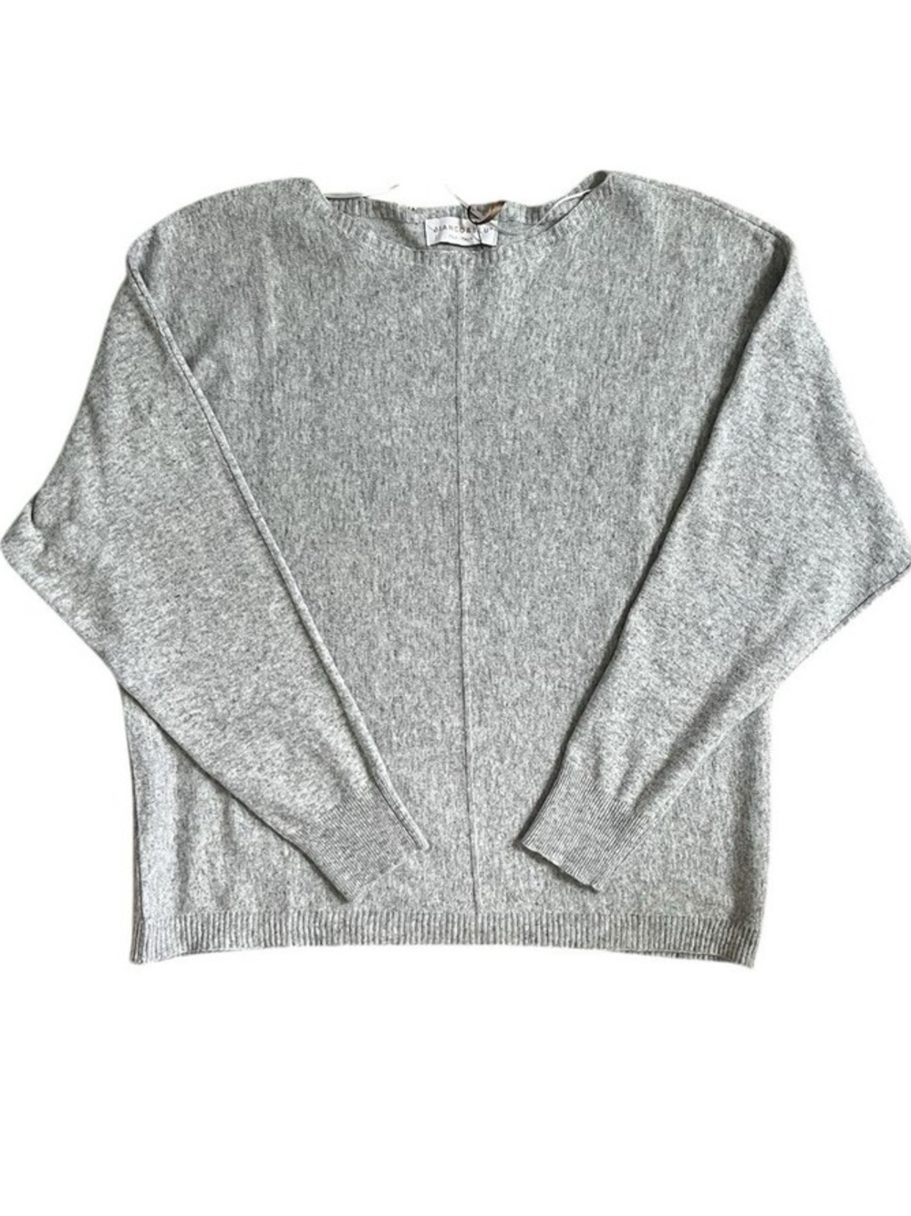 Bianco & Blu Italian Cashmere Silk Wool Blend Grey Crewneck Sweater